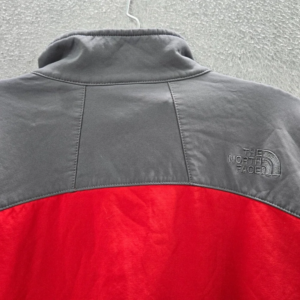 The North Face Men Jacket L Red Fleece Lined Outdoor Hiking Pocket Full Zip READ